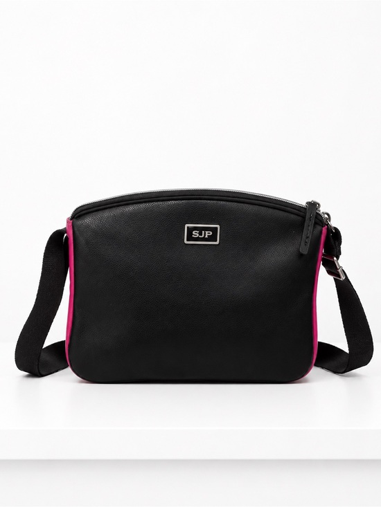 Sjp Handbags - SJP Black Crossbody Bag with Pink Trim